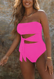 Women's Strapless Bandeau One Piece Swimsuit Cut Out Monokini