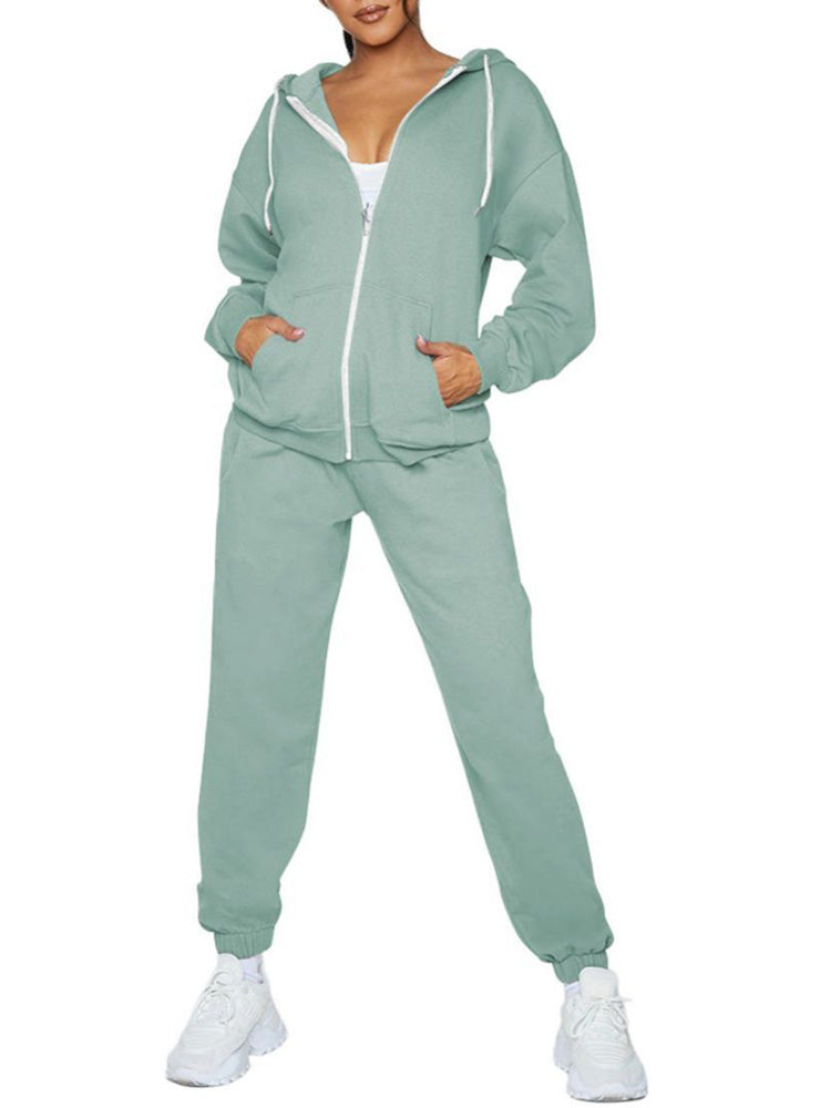 Zip Up Hooded Sweatpants Jogger Pants Tracksuit for Women