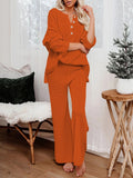 Women's 2 Piece Outfit Set Knit Pullover Sweater and Wide Leg Pants Tracksuit Loungewear