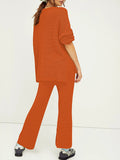 Women's 2 Piece Outfit Set Knit Pullover Sweater and Wide Leg Pants Tracksuit Loungewear