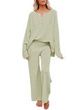 Women's 2 Piece Outfit Set Knit Pullover Sweater and Wide Leg Pants Tracksuit Loungewear