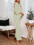 Women's 2 Piece Outfit Set Knit Pullover Sweater and Wide Leg Pants Tracksuit Loungewear