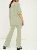 Women's 2 Piece Outfit Set Knit Pullover Sweater and Wide Leg Pants Tracksuit Loungewear