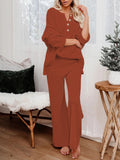 Women's 2 Piece Outfit Set Knit Pullover Sweater and Wide Leg Pants Tracksuit Loungewear