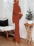 Women's 2 Piece Outfit Set Knit Pullover Sweater and Wide Leg Pants Tracksuit Loungewear