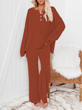 Women's 2 Piece Outfit Set Knit Pullover Sweater and Wide Leg Pants Tracksuit Loungewear