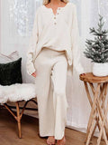 Women's 2 Piece Outfit Set Knit Pullover Sweater and Wide Leg Pants Tracksuit Loungewear