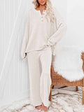 Women's 2 Piece Outfit Set Knit Pullover Sweater and Wide Leg Pants Tracksuit Loungewear