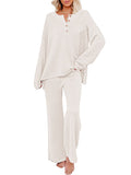 Women's 2 Piece Outfit Set Knit Pullover Sweater and Wide Leg Pants Tracksuit Loungewear