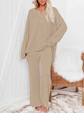 Women's 2 Piece Outfit Set Knit Pullover Sweater and Wide Leg Pants Tracksuit Loungewear