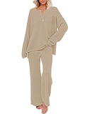 Women's 2 Piece Outfit Set Knit Pullover Sweater and Wide Leg Pants Tracksuit Loungewear