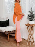 Women's 2 Piece Outfit Set Knit Pullover Sweater and Wide Leg Pants Tracksuit Loungewear