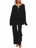 Women's 2 Piece Outfit Set Knit Pullover Sweater and Wide Leg Pants Tracksuit Loungewear