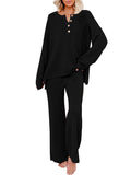 Women's 2 Piece Outfit Set Knit Pullover Sweater and Wide Leg Pants Tracksuit Loungewear