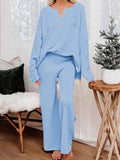 Women's 2 Piece Outfit Set Knit Pullover Sweater and Wide Leg Pants Tracksuit Loungewear