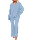 Women's 2 Piece Outfit Set Knit Pullover Sweater and Wide Leg Pants Tracksuit Loungewear