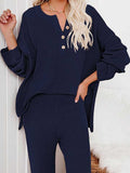 Women's 2 Piece Outfit Set Knit Pullover Sweater and Wide Leg Pants Tracksuit Loungewear