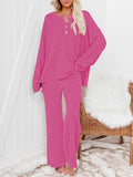 Women's 2 Piece Outfit Set Knit Pullover Sweater and Wide Leg Pants Tracksuit Loungewear