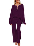 Women's 2 Piece Outfit Set Knit Pullover Sweater and Wide Leg Pants Tracksuit Loungewear