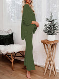 Women's 2 Piece Outfit Set Knit Pullover Sweater and Wide Leg Pants Tracksuit Loungewear