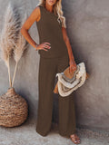 Womens Knitted Outfits Wide Leg Pant 2 Pieces Sweatsuit
