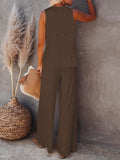 Womens Knitted Outfits Wide Leg Pant 2 Pieces Sweatsuit