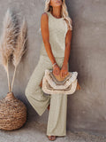 Womens Knitted Outfits Wide Leg Pant 2 Pieces Sweatsuit