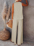Tenues tricotées pour femmes pantalon large 2 pièces survêtement