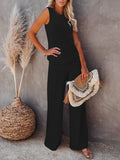 Womens Knitted Outfits Wide Leg Pant 2 Pieces Sweatsuit