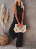 Womens Knitted Outfits Wide Leg Pant 2 Pieces Sweatsuit