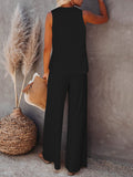 Womens Knitted Outfits Wide Leg Pant 2 Pieces Sweatsuit