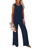 Womens Knitted Outfits Wide Leg Pant 2 Pieces Sweatsuit