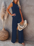 Womens Knitted Outfits Wide Leg Pant 2 Pieces Sweatsuit
