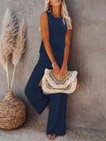 Womens Knitted Outfits Wide Leg Pant 2 Pieces Sweatsuit