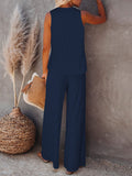 Womens Knitted Outfits Wide Leg Pant 2 Pieces Sweatsuit