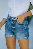 Denim Shorts for Women High Rise Ripped Jean Shorts with Folded Hem