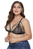 Plus Size Strappy See Through Floral Lace Top Black