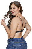 Plus Size Strappy See Through Floral Lace Top Black