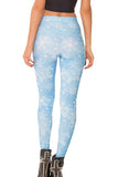 Blue Ladies White Snowflake Printed Christmas Designer Leggings
