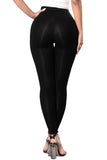 Womens High Waist Cross Lace-up Cutout Plain Leggings Black