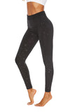 Plus Size Elastic Star Print Workout High Waisted Leggings Black