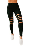 Solid High Waisted Cut Out Yoga Workout Leggings Black