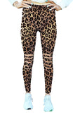 Leopard Cut Out High Waisted Yoga Workout Leggings Chestnut