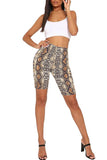 Sports Snakeskin Print High Waisted Bike Shorts Brown