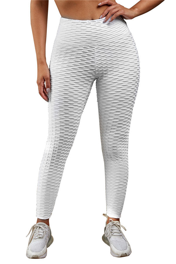 Solid High Waisted Compression Leggings White