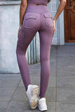 High Waisted Bodycon Pocket Yoga Pants Purple