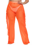 Pinkqueen Bathing Suit Pants Cover Up Ruffle Mesh Long Pants