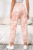 High Waisted Tie Dye Casual Pants Pink