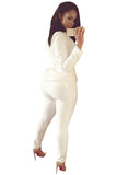 Womens Long Sleeve Blazer And Pants Suit Two Piece Outfits White