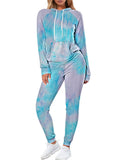 Women Casual Sweatsuit Hoodie Tie Dye Tracksuit Set